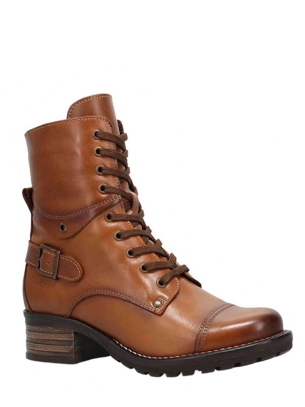 Taos Footwear Women's Cognac Lace-Up Leather Combat Boot